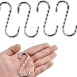 4 st kraftiga S-formade rostfria krok för badrum, kök, kläder, hattar