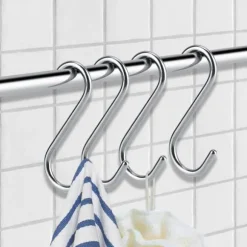 4 st kraftiga S-formade rostfria krok för badrum, kök, kläder, hattar