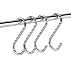 4 st kraftiga S-formade rostfria krok för badrum, kök, kläder, hattar