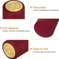 100 st krympsäkert vinflaskskydd, krympskydd för vinkällare och kök, röd 30 mm