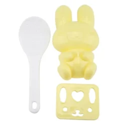 3 st livsmedelsgodkänd PP tecknad kaninmodell sushirisform gör-det-själv-hantverk onigiri-verktyg (gul)