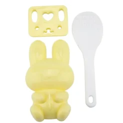 3 st livsmedelsgodkänd PP tecknad kaninmodell sushirisform gör-det-själv-hantverk onigiri-verktyg (gul)