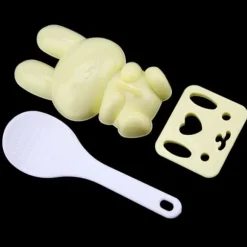 3 st livsmedelsgodkänd PP tecknad kaninmodell sushirisform gör-det-själv-hantverk onigiri-verktyg (gul)