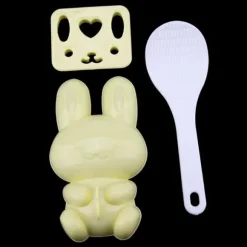 3 st livsmedelsgodkänd PP tecknad kaninmodell sushirisform gör-det-själv-hantverk onigiri-verktyg (gul)