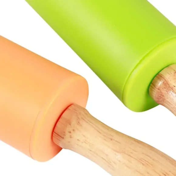 4 st mini kavel trähandtag non-stick silikonkavel för hemkök barn bakverktyg