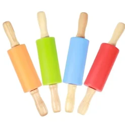 4 st mini kavel trähandtag non-stick silikonkavel för hemkök barn bakverktyg