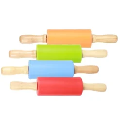 4 st mini kavel trähandtag non-stick silikonkavel för hemkök barn bakverktyg