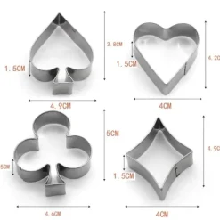 4 st Pepparkaksform Kakform motiv poker kortlek i rostfritt stål