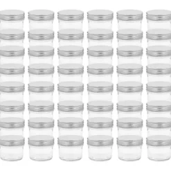 48 st pots med lock i silverfärgad glas 110 ml