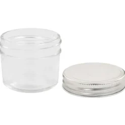 48 st pots med lock i silverfärgad glas 110 ml