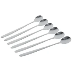 6 st rostfritt stål snygg långt handtag latte glass sundae kaffe soppsked teskedar nya