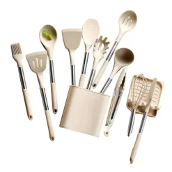 13 st Set Köksredskap Rostfritt stål Silikonsked Spatel Slev Köksredskap Set