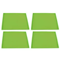 4 st silikon torkmattor livsmedelskvalitet hög temperaturbeständighet förhindrar klibbning frukttorkbrickor med kant grön