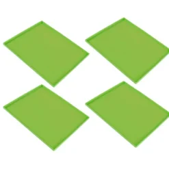 4 st silikon torkmattor livsmedelskvalitet hög temperaturbeständighet förhindrar klibbning frukttorkbrickor med kant grön