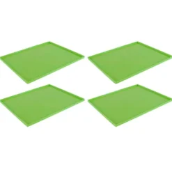 4 st silikon torkmattor livsmedelskvalitet hög temperaturbeständighet förhindrar klibbning frukttorkbrickor med kant grön
