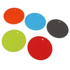 5 st silikonunderläggsmattor, runda, halkfria, värmebeständiga, multifunktionella Hot Pads Grythållare för köksbänk Hot Pots Pansar Diskar