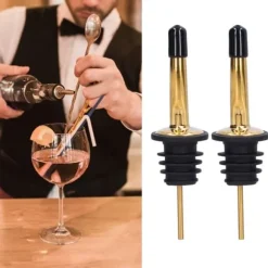 10 st spritpanna i rostfritt stål för vinpanna, barverktyg för bar, hemrestauranger (guld, svart, kort lock)