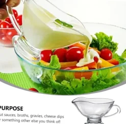 2 st Såsbehållare Sallad Gräddkanna Minisås Båt Såssås Båtkanna Stek Sås Matglas, 12,5X9X6CM, Transparent