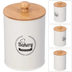 3 st tebehållare bambulock burk te kaffe förvaringsbehållare för hemkök vit