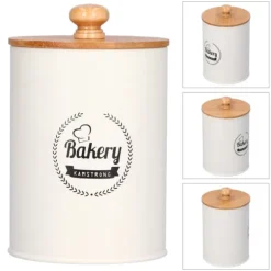 3 st tebehållare bambulock burk te kaffe förvaringsbehållare för hemkök vit