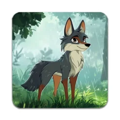 2 ST Tecknad Varg Underlägg