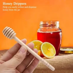 24 st trä honungsdroppar omrörningsstav sylt sirap drizzler stick servering köksredskap prylar (#2)