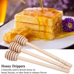 24 st trä honungsdroppar omrörningsstav sylt sirap drizzler stick servering köksredskap prylar (#2)