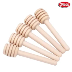 24 st trä honungsdroppspinnar serveringsstav sylt sirap drizzler omrörningsstav köksredskap (8 cm)