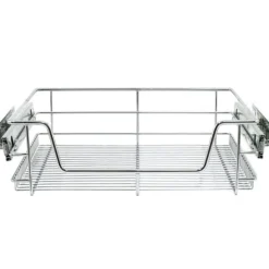 2 st Utdragbara Trådkorgar i Rostfritt Stål - 60 cm (B) med Mjuk Stängning För Skåp och Skafferier Kökslådor Förvaring 430 mm D x 497 mm B x 140 mm H | CDON