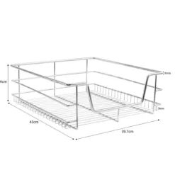 3 st Utdragbara Trådkorgar i Rostfritt Stål - 50 cm (B) med Mjuk Stängning För Skåp och Skafferier Kökslådor Förvaring 430 mm D x 397 mm B x 140 mm H | CDON