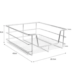 3 st Utdragbara Trådkorgar i Rostfritt Stål - 40 cm (B) med Mjuk Stängning För Skåp och Skafferier Kökslådor Förvaring 430 mm D x 297 mm B x 140 mm H | CDON