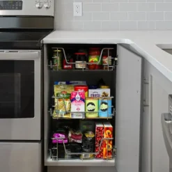 3 st Utdragbara Trådkorgar i Rostfritt Stål - 40 cm (B) med Mjuk Stängning För Skåp och Skafferier Kökslådor Förvaring 430 mm D x 297 mm B x 140 mm H | CDON