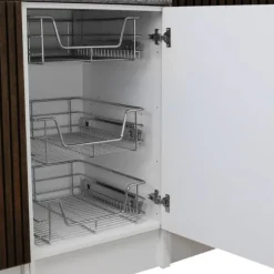 4 st Utdragbara Trådkorgar i Rostfritt Stål - 40 cm (B) med Mjuk Stängning För Skåp och Skafferier Kökslådor Förvaring 430 mm D x 297 mm B x 140 mm H | CDON