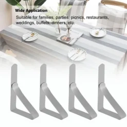 4 st vindtäta dukklämmor i rostfritt stål för bordsdukar