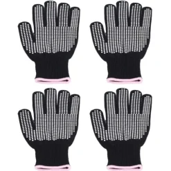 4 st Värmebeständiga handskar Högtemperaturbeständiga anti skållningsvantar med silikonknölar Vit silikon rosa kant