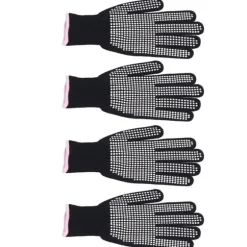4 st Värmebeständiga handskar Högtemperaturbeständiga anti skållningsvantar med silikonknölar Vit silikon rosa kant