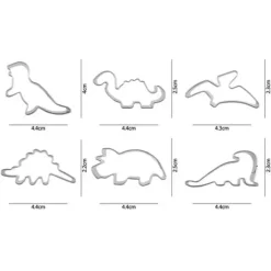 6 st/set dinosaurieform rostfritt stål kexform bakverktyg