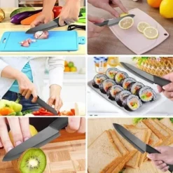 5 st/set Keramisk kniv, köksknivset Kockknivar för att skära frukt grönsaker kött svart