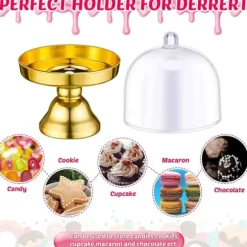 24 stycken guldfärgade, genomskinliga mini-tårtfat i plast med kupolformade lock, dessertfat med kupolformade lock för födelsedag, bröllop, högtider, | CDON