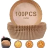 100 Stycken Papperspapper för Air Fryer, 20 cm Rund Bakpapper Liner, BPA-fri, Tillbehör för Fritös, Stekpanna