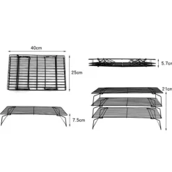 3 Våningar Avsvalningsgaller Bakgaller 40x25cm Bakplåt Non-Stick