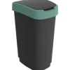 Affaldsspand, Rotho Twist, sort, plast, 50 l, sort låg med grøn kant