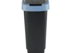 Affaldsspand, Rotho Twist, sort, plast, 25 l, sort låg med blå kant