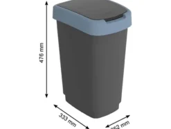 Affaldsspand, Rotho Twist, sort, plast, 25 l, sort låg med blå kant