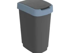 Affaldsspand, Rotho Twist, sort, plast, 25 l, sort låg med blå kant