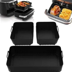 Air Fryer Form, 3 ST Air Fryer Tillbehör för Ninja Air Fryer 10,4L AF500EU, Silikon Air Fryer Form för Ninja Foodi Flex 10,4 L