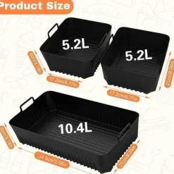 Air Fryer Form, 3 ST Air Fryer Tillbehör för Ninja Air Fryer 10,4L AF500EU, Silikon Air Fryer Form för Ninja Foodi Flex 10,4 L