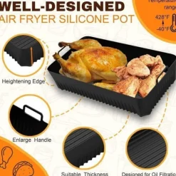 Air Fryer Form, 3 ST Air Fryer Tillbehör för Ninja Air Fryer 10,4L AF500EU, Silikon Air Fryer Form för Ninja Foodi Flex 10,4 L