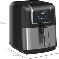 Airfryer 6,5 L, 1700 W, 8 program, LED-display, non-stick korg, hälsosam oljefri matlagning