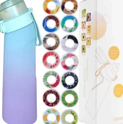 Air-Up Luftvattenflaska 650ml – 7 Smakkapslar | Sockerfri & Aromatisk | Gradient Blå med Suprör
